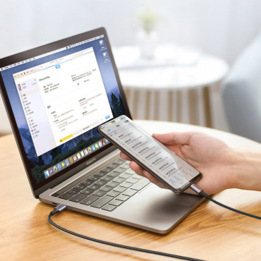 Kabeļu USB-C Cable - USB-C elektroenerģijas padeve Quick Charge 1m - Grey