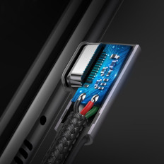 Kabelwinkelkabel mit seitlichem USB-C-Stecker auf USB-C Schnellladung 1m - Grau