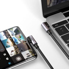 Kábel na uhlov kábla s bočnou USB-C Plug na USB-C Rýchle nabitie 1M - Gray