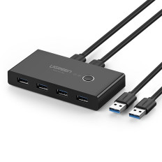 Lüliti kasti rummu lüliti 4x USB 3.2 Gen 1 USB-turustaja kahele arvutile - must