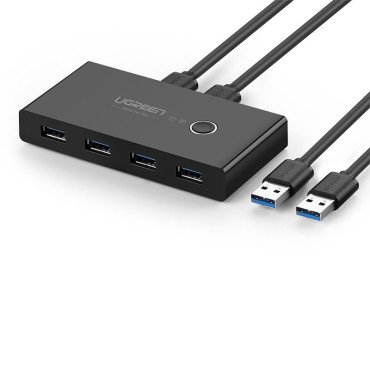 Byt boxnavbrytare 4x USB 3.2 Gen 1 USB-distributör för två datorer - Svart