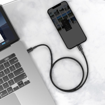 Káblový vodič pre iPhone USB-C - Lightning Rýchle načítanie 20W 1M - čierna