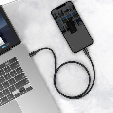 Kabel tråd för iPhone USB-C - Lightning Quick Loading 20W 1M - Svart
