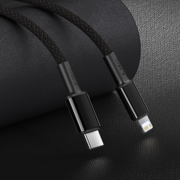 Kabel tråd för iPhone USB-C - Lightning Quick Loading 20W 1M - Svart