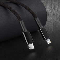 Kabel tråd för iPhone USB-C - Lightning Quick Loading 20W 1M - Svart