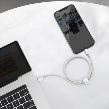 Fil de câble pour iPhone USB-C - Lightning Chargement rapide 20W 2M - Blanc