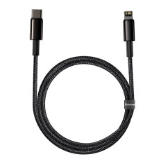 Káblový kábel pre iPhone USB-C - Lightning Rýchle načítanie 20W 1M - celá čierna