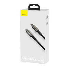 Káblový kábel pre iPhone USB-C - Lightning Rýchle načítanie 20W 1M - celá čierna