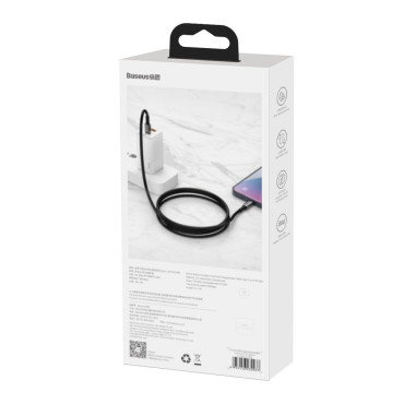 Káblový kábel pre iPhone USB-C - Lightning Rýchle načítanie 20W 1M - celá čierna