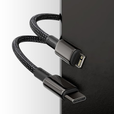 Káblový kábel pre iPhone USB-C - Lightning Rýchle načítanie 20W 1M - celá čierna