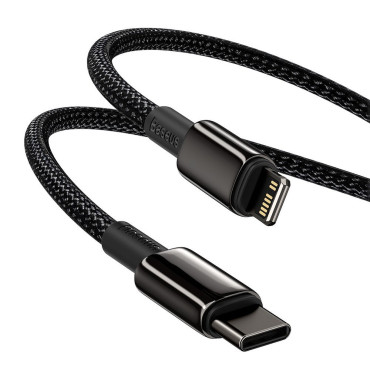 Káblový kábel pre iPhone USB-C - Lightning Rýchle načítanie 20W 1M - celá čierna