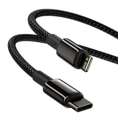 Káblový kábel pre iPhone USB-C - Lightning Rýchle načítanie 20W 1M - celá čierna