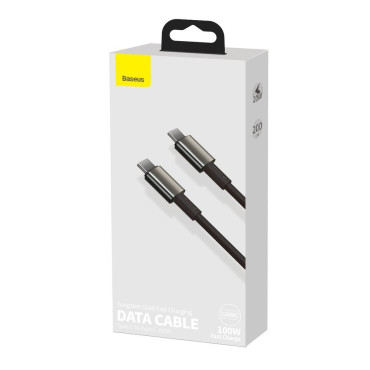 Kabeļu USB-C Cable - USB-C Ātrā iekraušana 100W 2m - visa melna