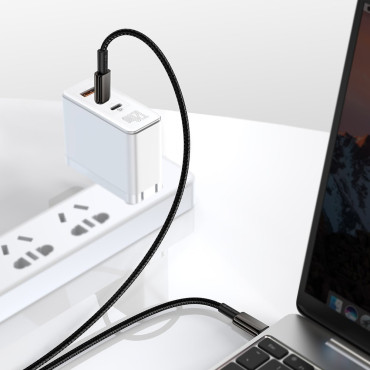 Kabelinė USB-C kabelis - USB-C greitas pakrovimas 100W 2M - visa juoda