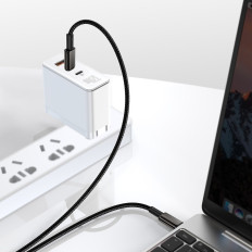 Kabeļu USB-C Cable - USB-C Ātrā iekraušana 100W 2m - visa melna