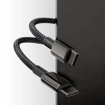 Kabelinė USB-C kabelis - USB-C greitas pakrovimas 100W 2M - visa juoda