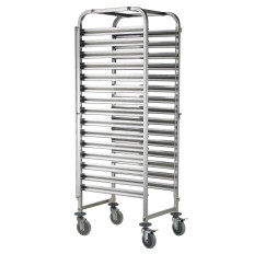 Carrello in acciaio per il trasporto di contenitori di lamiera TAC 15 x GN1 / 1 - Hendi 810613