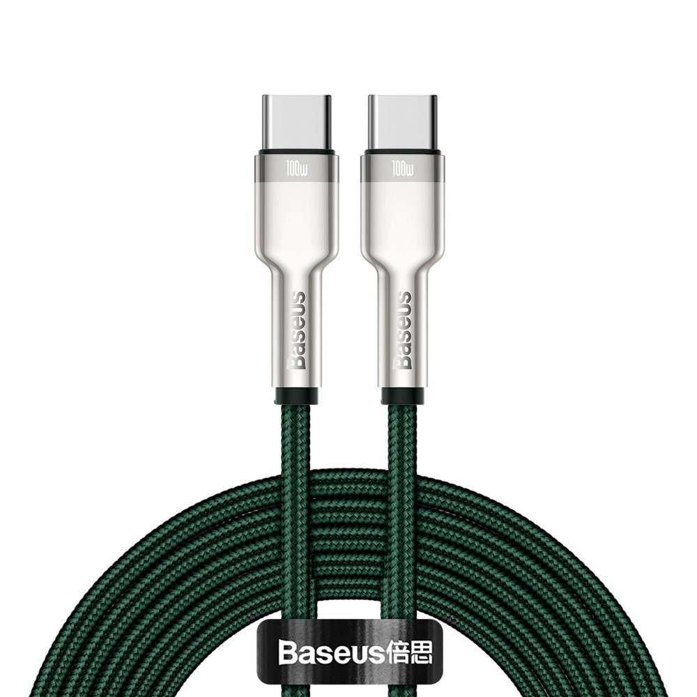 Kabeļu USB-C Cable - USB-C CAFULE metāla datu barošanas piegāde 100W 2m - zaļš