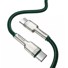 Kabeļu USB-C Cable - USB-C CAFULE metāla datu barošanas piegāde 100W 2m - zaļš