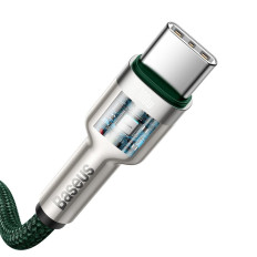 Kabeļu USB-C Cable - USB-C CAFULE metāla datu barošanas piegāde 100W 2m - zaļš
