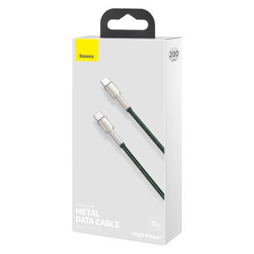 Kabeļu USB-C Cable - USB-C CAFULE metāla datu barošanas piegāde 100W 2m - zaļš