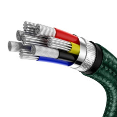 Kabeļu USB-C Cable - USB-C CAFULE metāla datu barošanas piegāde 100W 2m - zaļš
