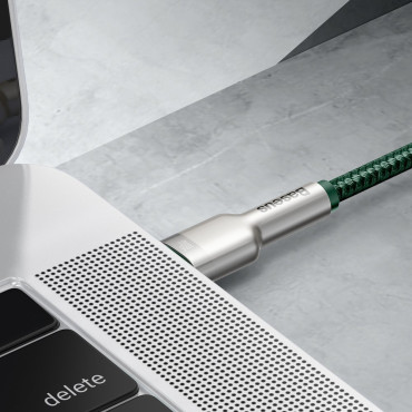 Kabeļu USB-C Cable - USB-C CAFULE metāla datu barošanas piegāde 100W 2m - zaļš