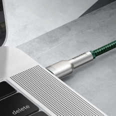 Kabeļu USB-C Cable - USB-C CAFULE metāla datu barošanas piegāde 100W 2m - zaļš