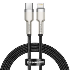 Kabelinė kabelis iPhone USB-C - Žaibas Cafule Metal Data Power Pristatymas 20W 1m - Juoda