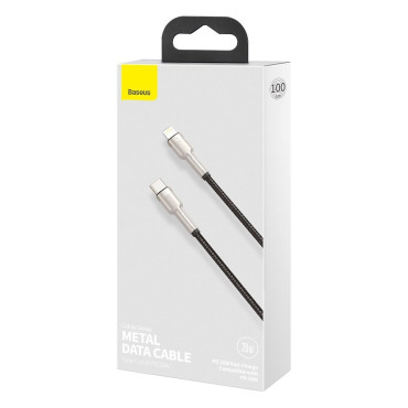 Kabelinė kabelis iPhone USB-C - Žaibas Cafule Metal Data Power Pristatymas 20W 1m - Juoda