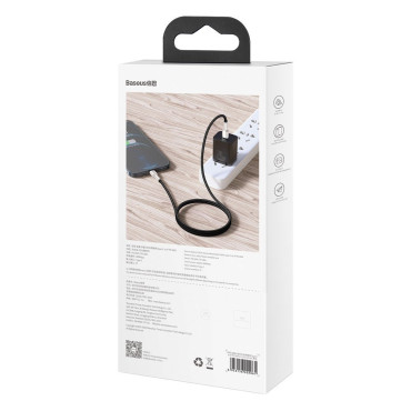 Kabelinė kabelis iPhone USB-C - Žaibas Cafule Metal Data Power Pristatymas 20W 1m - Juoda