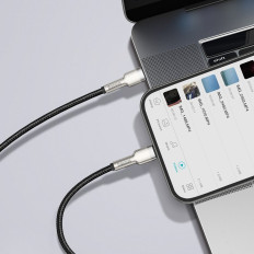 Kabelinė kabelis iPhone USB-C - Žaibas Cafule Metal Data Power Pristatymas 20W 1m - Juoda