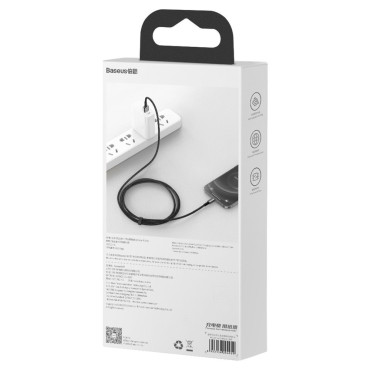 Káblový kábel v iPhone USB Iploce - Lightning 1m - celá čierna