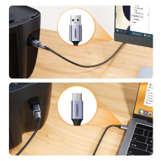 Adapter Adapter Plug iz USB-C na USB-B na diskovni tiskalnik - siva