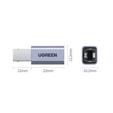 Adapter Adapter Plug iz USB-C na USB-B na diskovni tiskalnik - siva