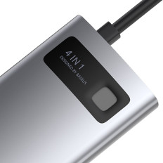 4IN1 Multifunkčný náboj Kovový Gleeam USB-C pre USB-C Power Dodanie HDMI USB 3.2 USB 2.0