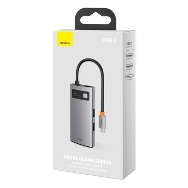 4IN1 Multifunkčný náboj Kovový Gleeam USB-C pre USB-C Power Dodanie HDMI USB 3.2 USB 2.0