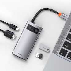 4IN1 Multifunkčný náboj Kovový Gleeam USB-C pre USB-C Power Dodanie HDMI USB 3.2 USB 2.0