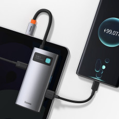 4IN1 Multifunkčný náboj Kovový Gleeam USB-C pre USB-C Power Dodanie HDMI USB 3.2 USB 2.0