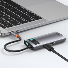 4IN1 Multifunkčný náboj Kovový Gleeam USB-C pre USB-C Power Dodanie HDMI USB 3.2 USB 2.0