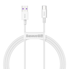 Geresnis USB kabelis - USB-C 66W 6A 1m - balta