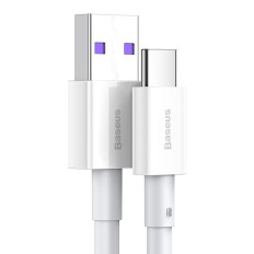 Geresnis USB kabelis - USB-C 66W 6A 1m - balta