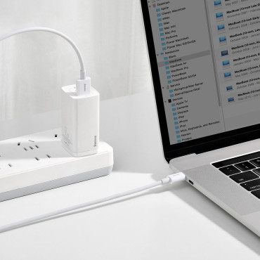 Geresnis USB kabelis - USB-C 66W 6A 1m - balta