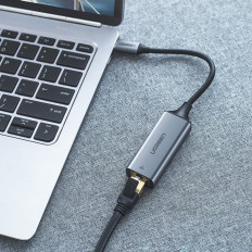 Cartão de rede LAN externo RJ45 - USB-C 1 Gigabit Ethernet - Gray