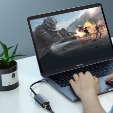 Externí síťová karta LAN RJ45 - USB-C 1 Gigabit Ethernet - šedá