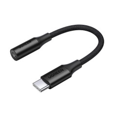 USB-C hörlursadapter på 3.5mm Mini Jack 10cm - Svart