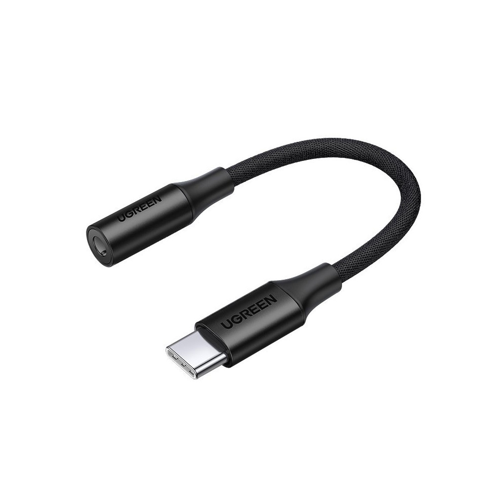 USB-C hörlursadapter på 3.5mm Mini Jack 10cm - Svart