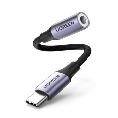 USB-C hörlursadapter på 3.5mm Mini Jack 10cm - Svart