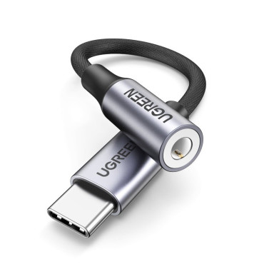 USB-C hörlursadapter på 3.5mm Mini Jack 10cm - Svart