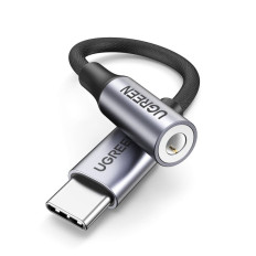 USB-C hörlursadapter på 3.5mm Mini Jack 10cm - Svart